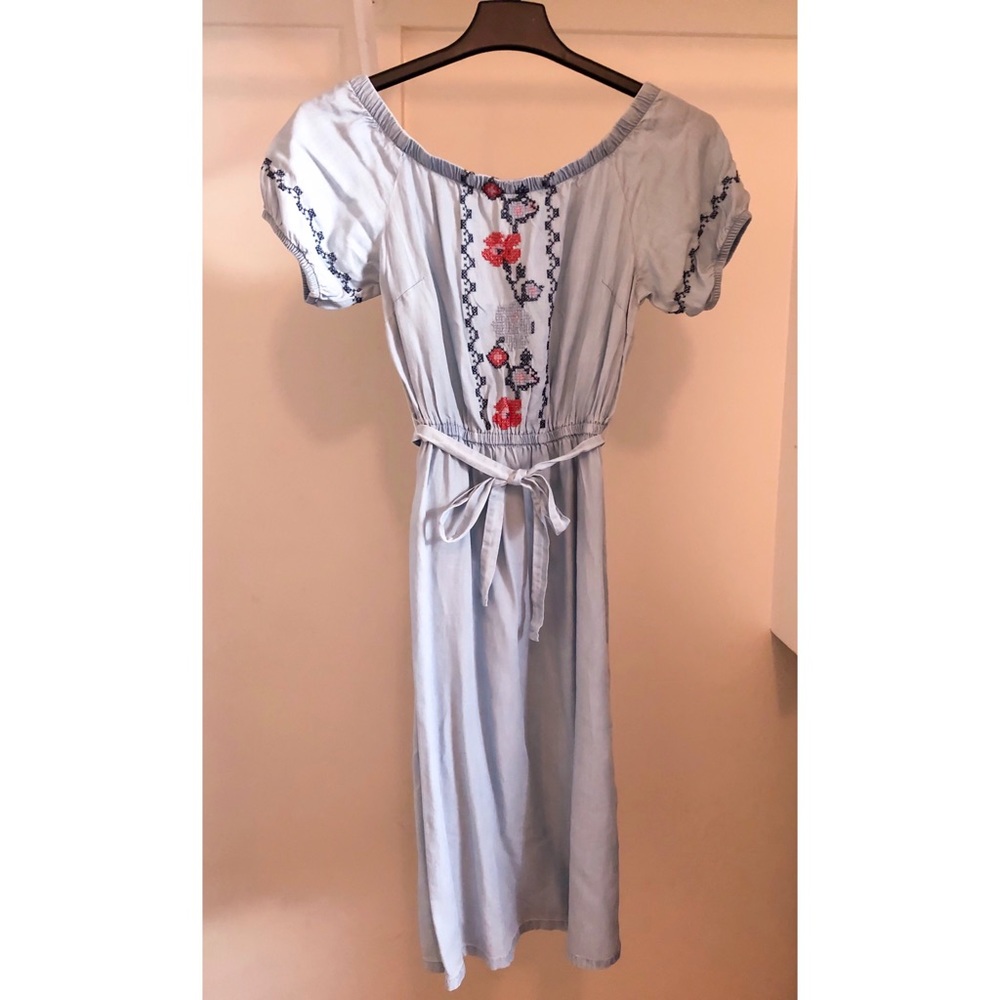 Chambray off the shoulder dress